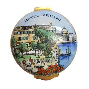 Vtg Hotel Cipriani Collectible Enamel Pill Trinket Box Crummles English Enamels
